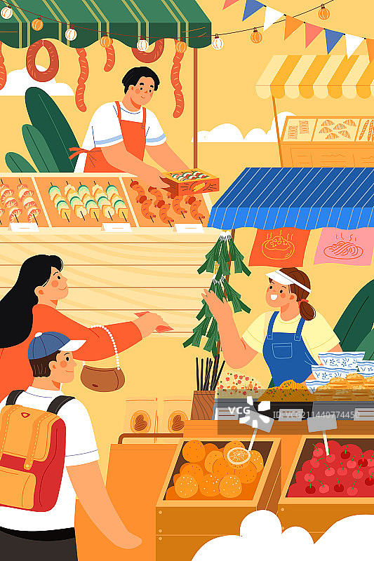 卡通夏季夏天啤酒烧烤美食小吃餐饮出游亲子家人朋友情侣旅行消费购物水果奶茶海边沙滩自然风景渐变矢量插画图片素材