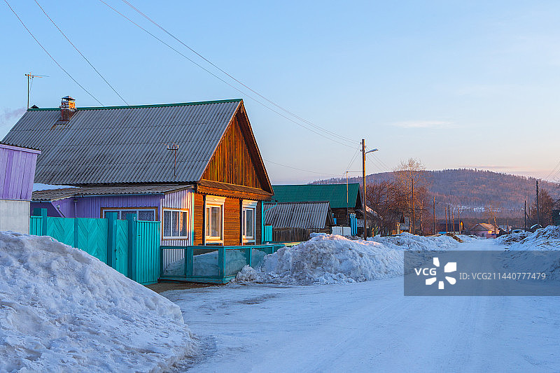 贝加尔湖的村庄图片素材