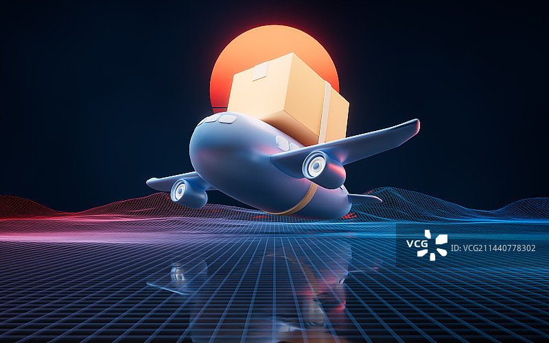 飞机与物流运输3D渲染图片素材