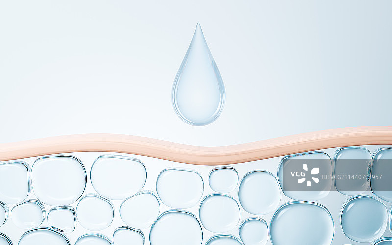 皮肤与细胞补水概念3D渲染图片素材