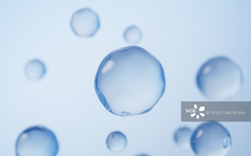 蓝色透明水珠球体3D渲染图片素材