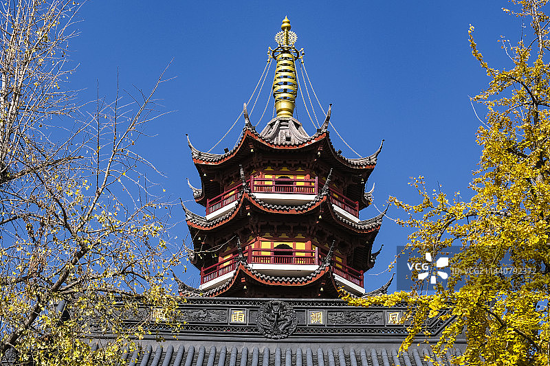 江苏省南京市鸡鸣古寺景区秋天晴天美丽风景图片素材