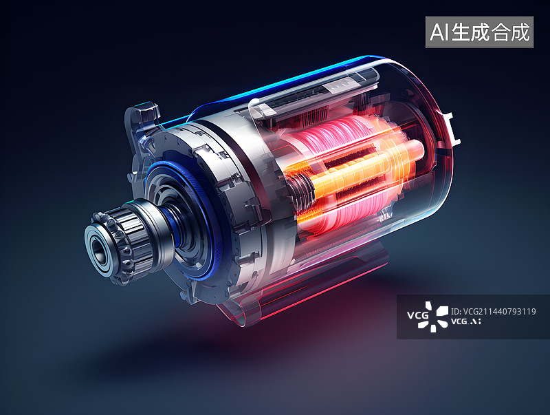 【AI数字艺术】粒子光效透明马达图片素材