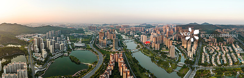 中国广东省广州市南沙区南沙蕉门河全景图片素材