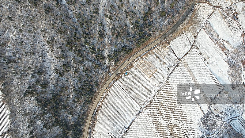 吉林抚松冬季林中路图片素材