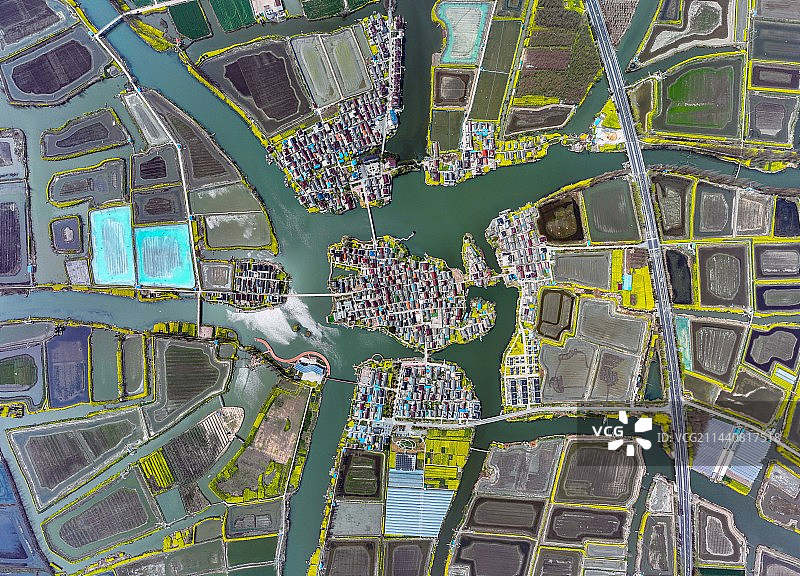 江苏兴化：里下河“八卦”村落刘泽村图片素材