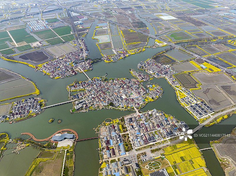 江苏兴化：里下河“八卦”村落刘泽村图片素材