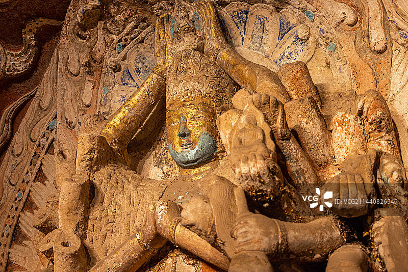 大足石刻：北山石窟 唐 景福元年至乾宁二年 千手观音龛图片素材