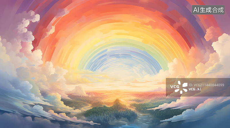 【AI数字艺术】AIGC:彩虹插画 抽象梦幻背景图片素材