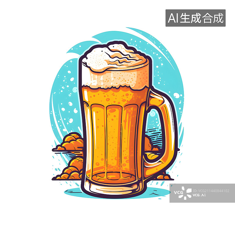 【AI数字艺术】AIGC:啤酒杯 啤酒节 国际啤酒节 元素 插画图片素材