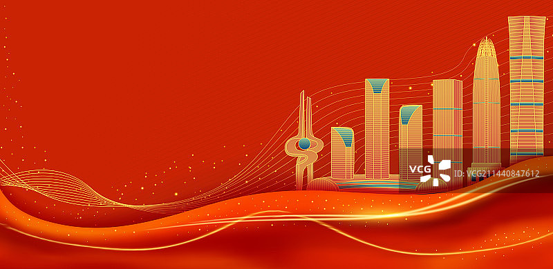 济南红色建筑群插画图片素材