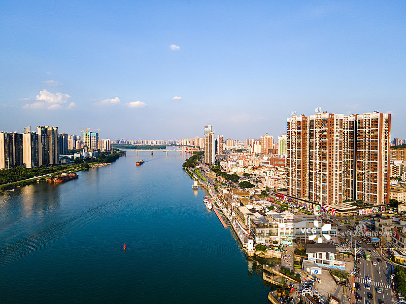 中国佛山顺德容桂渔人码头风光航拍图片素材