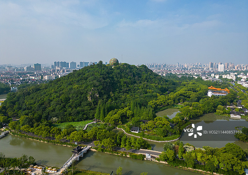 航拍苏州昆山亭林公园图片素材
