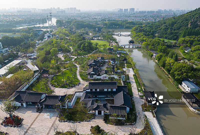 航拍苏州昆山亭林公园图片素材