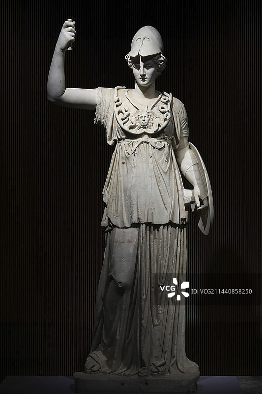意大利古罗马大理石神话雕塑雅典娜图片素材
