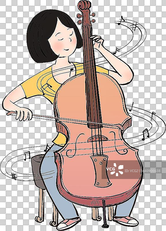 拉大提琴的学生人物元素图片素材