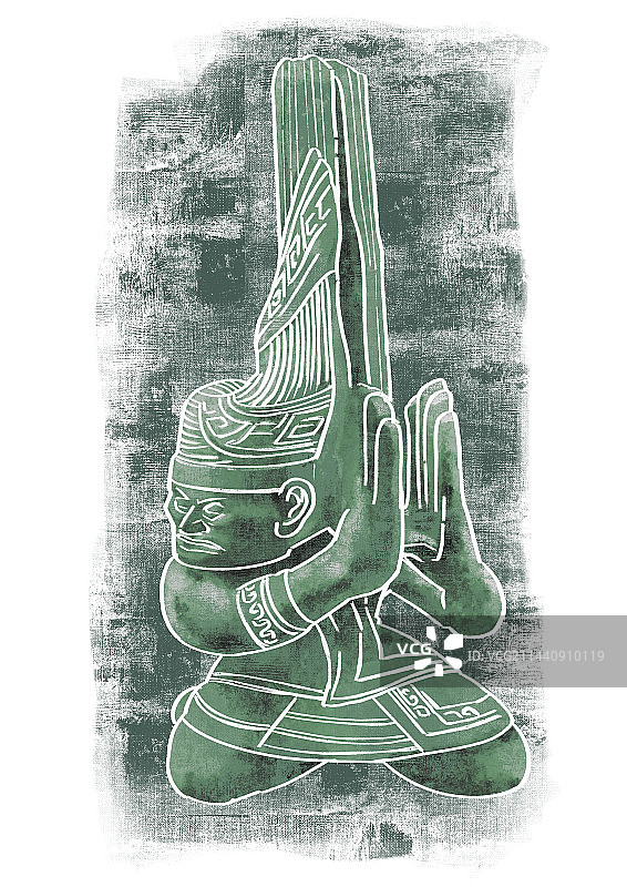 版画风格文物插画图片素材