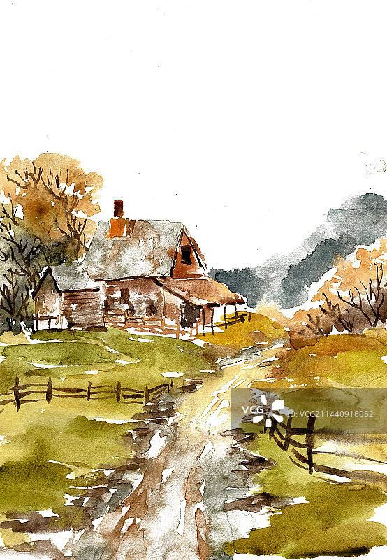 田野中的小路图片素材