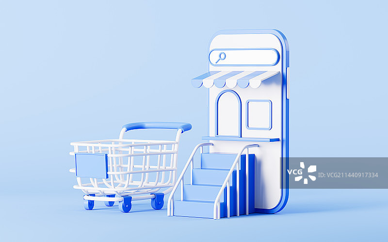 手机与网购主题3D渲染图片素材