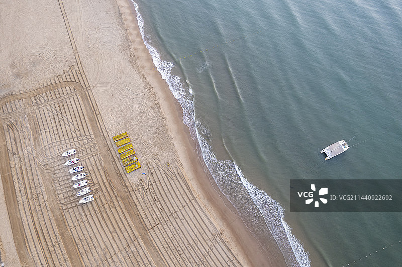 秦皇岛北戴河黄金海岸航拍沙滩风景图片素材