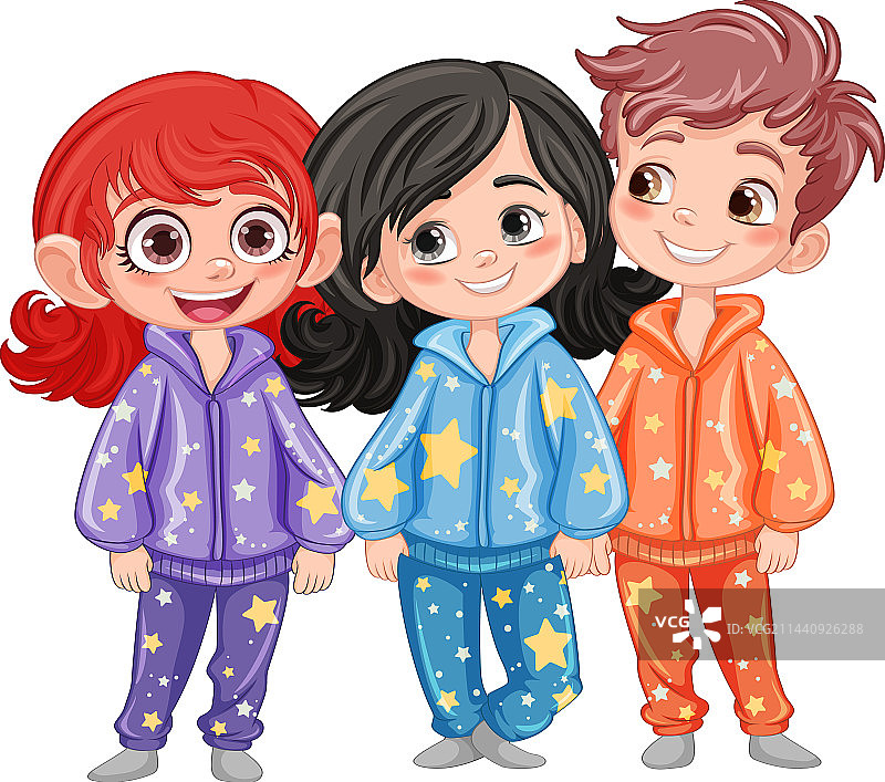 穿睡衣的可爱卡通人物图片素材