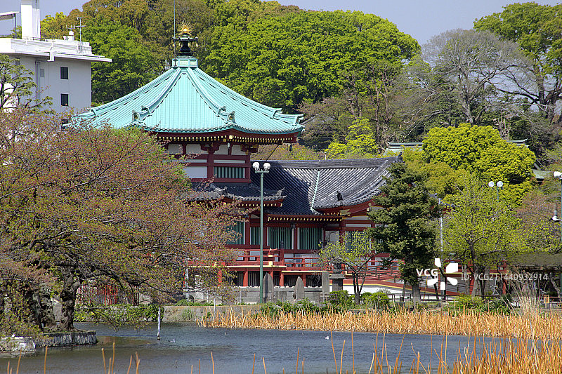 忍冈池弁天堂，日本东京台东区图片素材