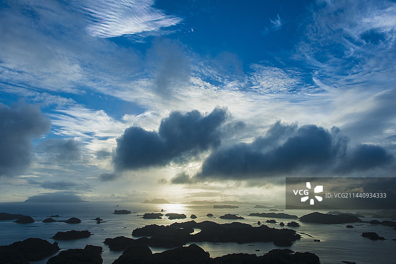 日本九十九岛的日落，长崎县佐世保图片素材