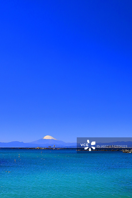富士山、叶山灯塔（日本神奈川县三浦郡叶山町）图片素材