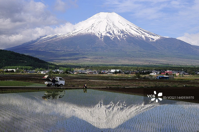 日本山梨县忍野富士山图片素材