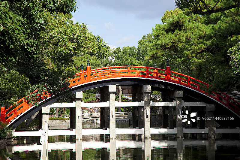 日本大阪住吉大社的鼓桥图片素材