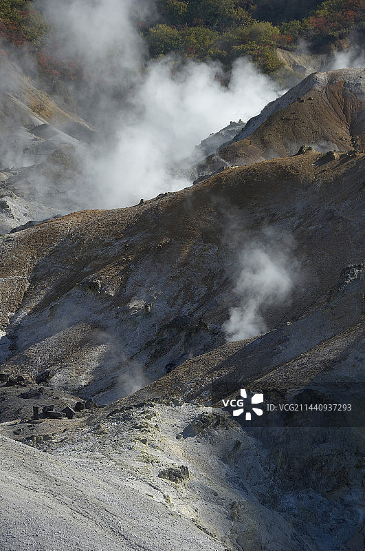 登别温泉地狱谷，位于日本北海道登别市图片素材