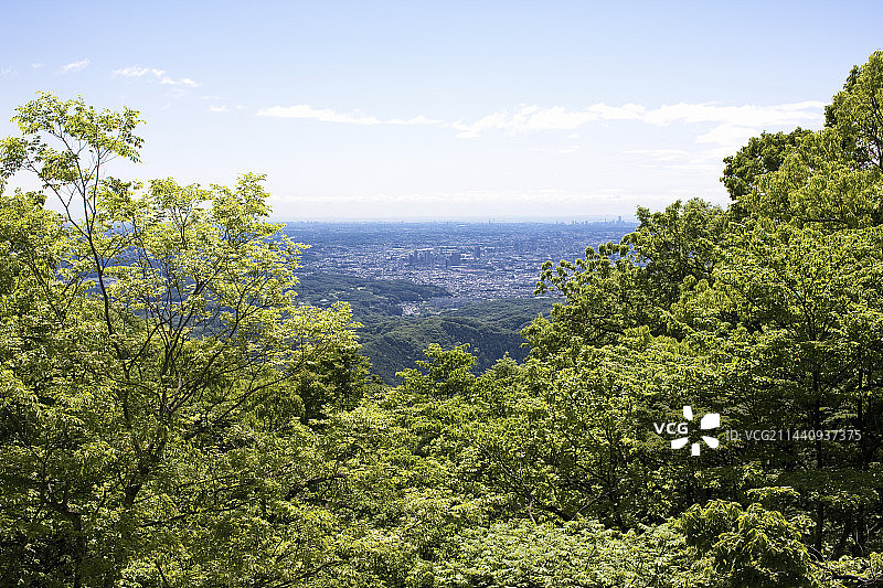 从日本东京八王子高尾山观看的景色图片素材