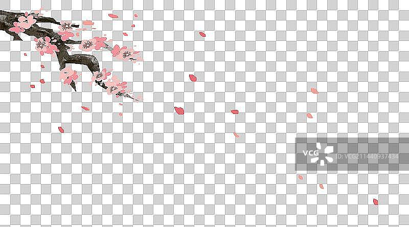 梅花吹落插画元素图片素材