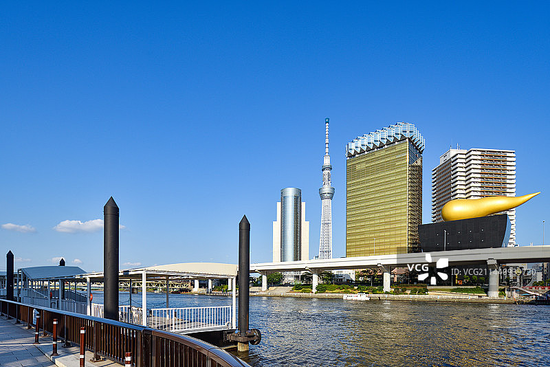 从吾妻桥看到的东京晴空塔图片素材