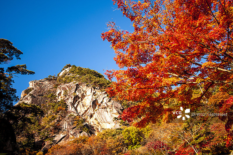 秋季的升仙峡，日本山梨县甲府市山梨图片素材