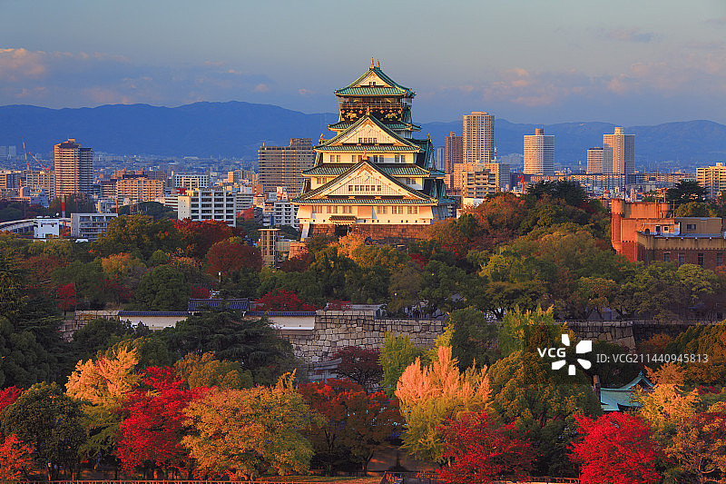 日本大阪秋叶大阪城夜景图片素材