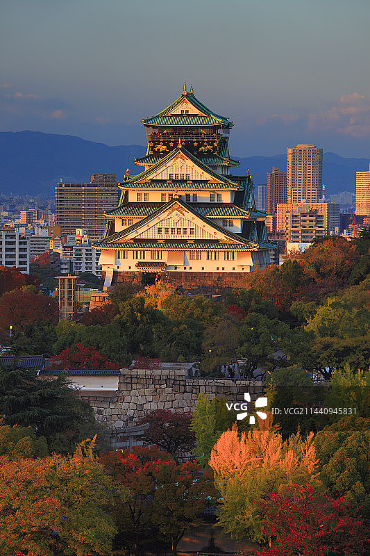 日本大阪秋叶大阪城夜景图片素材