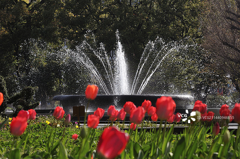 日本东京千代田区日比谷公园喷泉图片素材