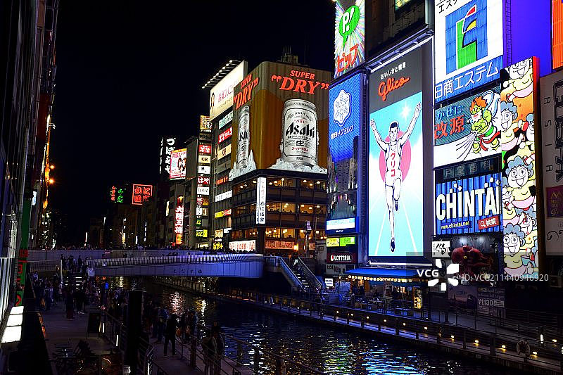 日本大阪道顿堀夜景图片素材