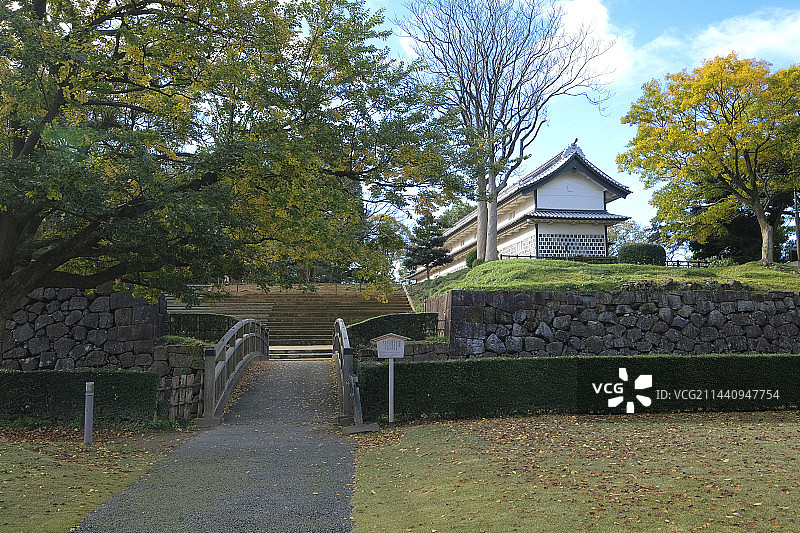 日本石川县金泽市丸之内金泽城三十间长屋图片素材