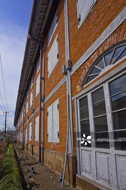 日本群马县富冈丝绸厂东茧仓库图片素材