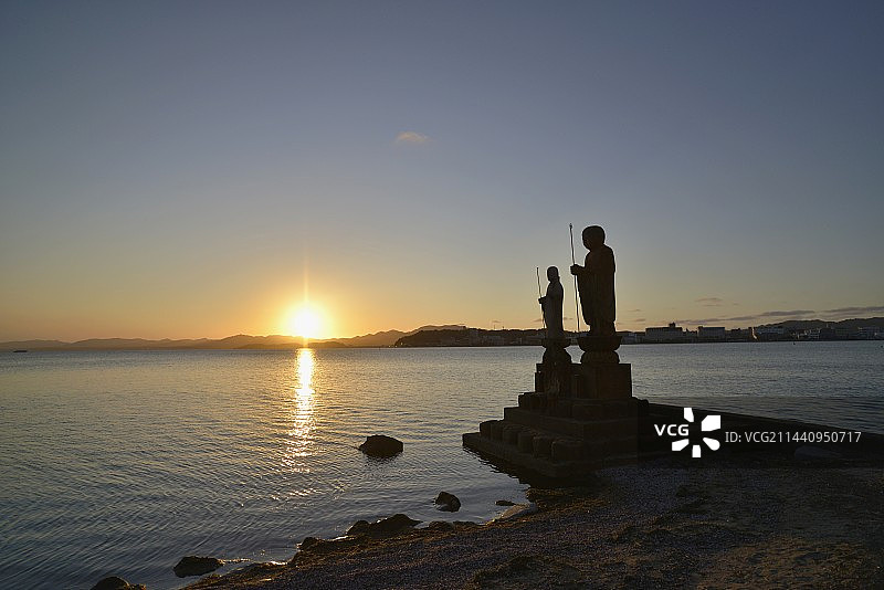 日本岛根县松江市宍道湖日落美景图片素材