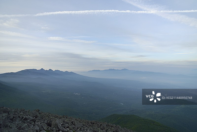 日本长野县茅野市的八岳和南阿尔卑斯山图片素材