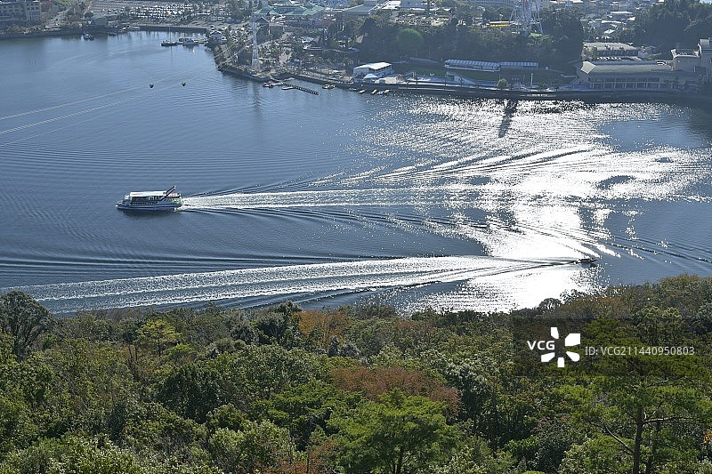 日本静冈县滨松市立山寺温泉小镇和观光船图片素材
