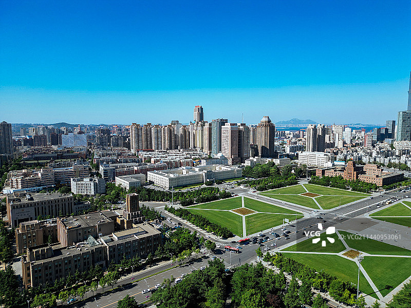 大连 人民广场 劳动公园 凯旋广场 希望大厦 地标 航拍图片素材