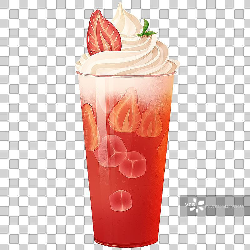 夏日饮品草莓奶昔插画元素图片素材