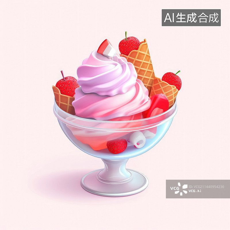 【AI数字艺术】冰激凌3D图图片素材