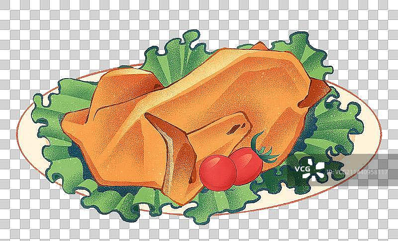 二十四节气年俗大暑插画童子鸡烧鸡烤鸭烤鸡元素图片素材