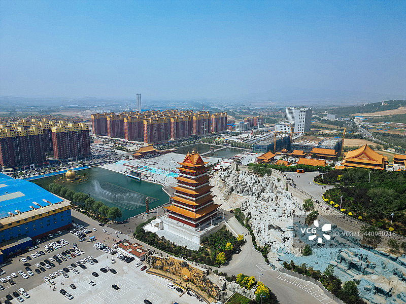 凌海市 九华山公园 地标 花园新村 航拍 大凌河 体育场图片素材