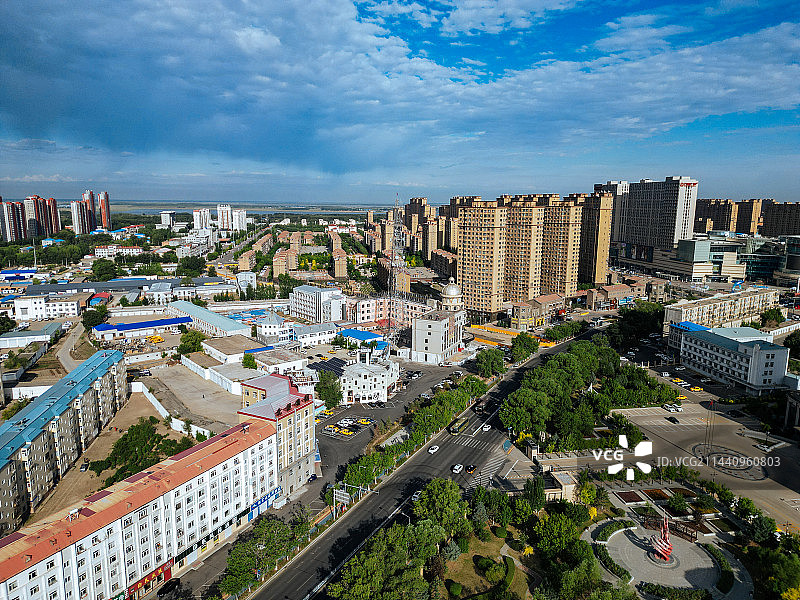 大庆市 铁人广场 万达广场 明珠商服楼 远望环岛 目标 航拍图片素材
